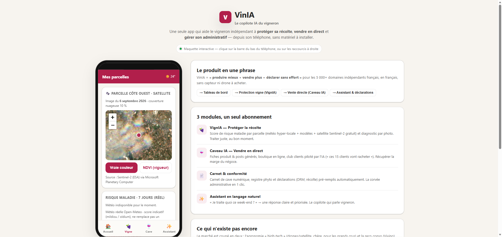 Carte satellite d'une parcelle dans Vigneron-IA